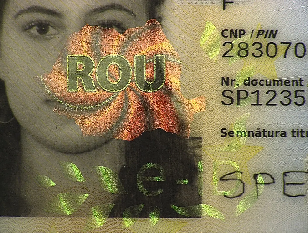 Holograma pe fata titularului - DOVID Holograma pe fata titularului - DOVID